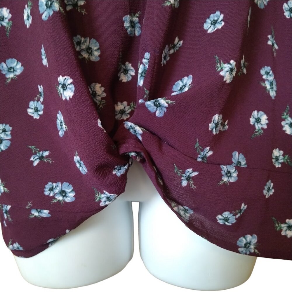 Pink Republic Size XL Floral 3/4 Sleeve Pullover Blouse Knot Front Detail - Picture 4 of 5